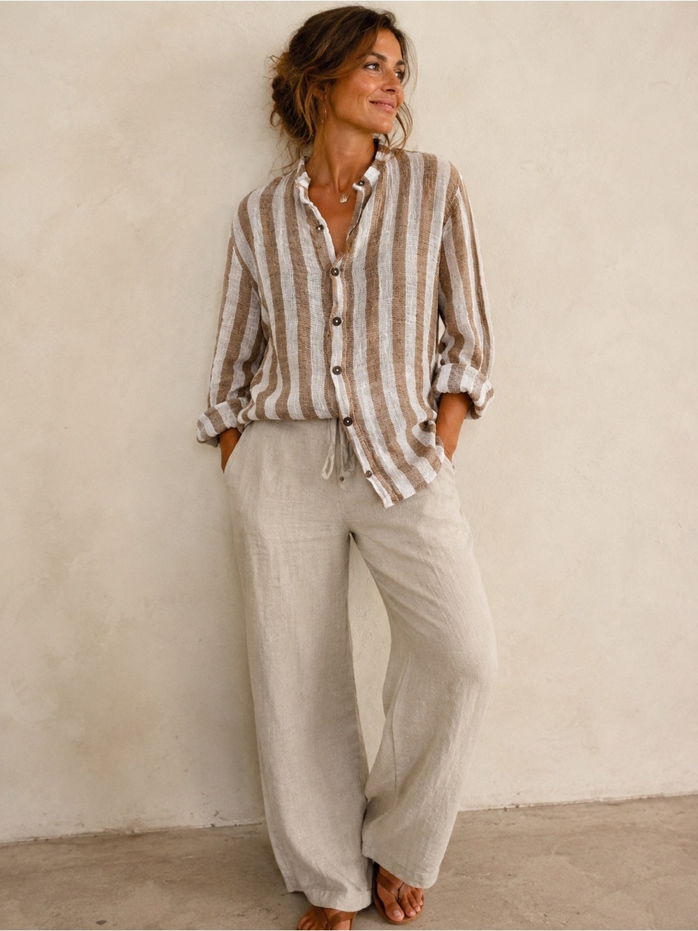 Puro Lino Striped 100% Linen Button-Up Shirt